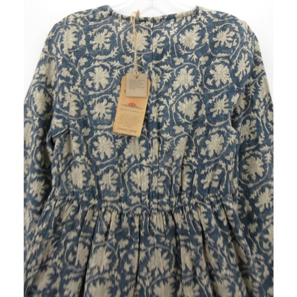 Faherty Dress XS Indigo Gauze Oceana Fit Flare Floral Boho $178 NEW - Picture 7 of 11
